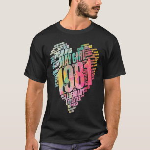T-shirt Fabuleux MAI FILLE 1981 Gros Coeur génial 41e oise