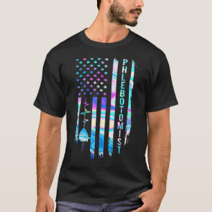 T-shirt Fabuleux phlébotomiste du coeur du drapeau américa