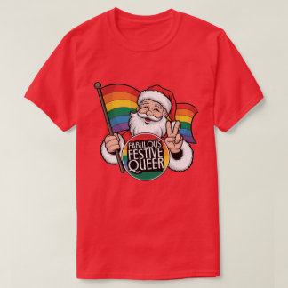T-shirt Fabulous Queer Rainbow Père Noël Festive