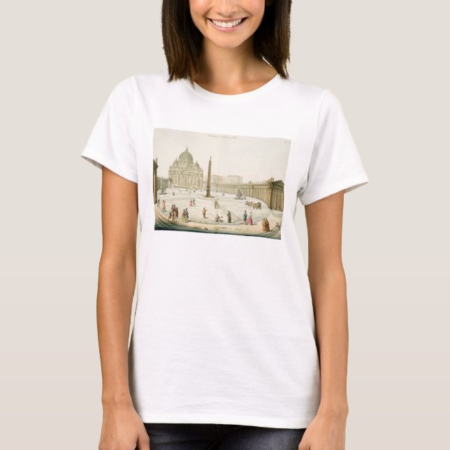 T-shirt Façade de Saint-Pierre à Rome avec Piazza in f (Devant)