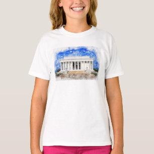 T-shirt façade du Lincoln Memorial en aquarelle