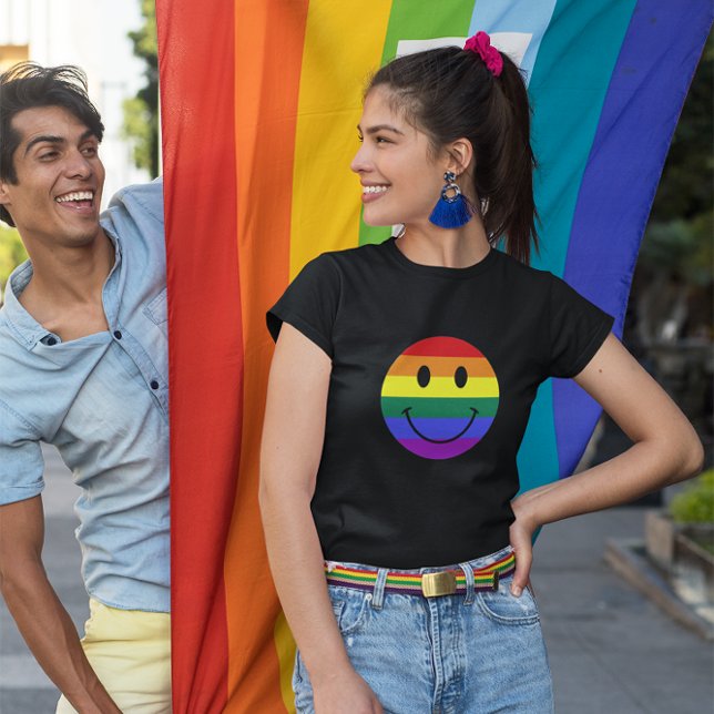 T-shirt Face arc-en-ciel (Retro Style)