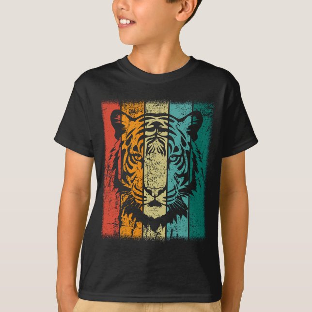 T-shirt Face de tigre rétro (Devant)