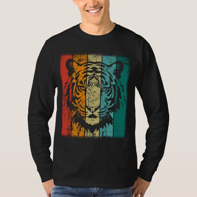 T-shirt Face de tigre rétro (Devant)