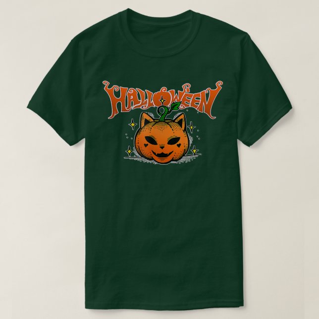 T-shirt Face d'Halloween Citrouille effrayant (Design devant)