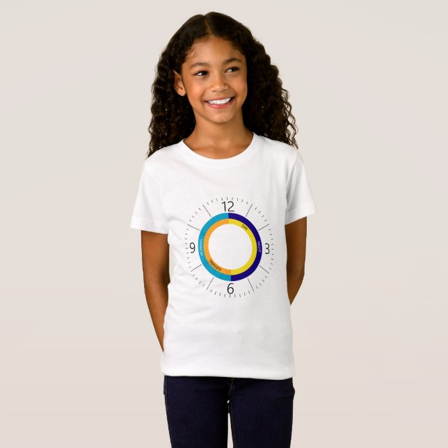 T-Shirt Face d'horloge colorée (Devant entier)