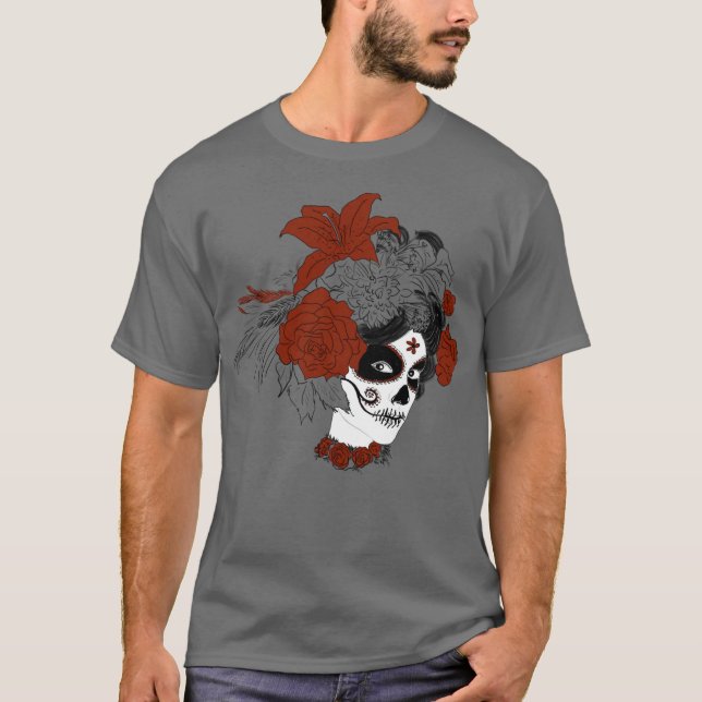 T-shirt Face du crâne Día de los Muertos (Devant)