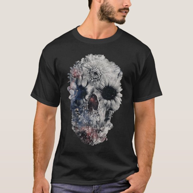 T-shirt Face Floral Skull Skeleton Halloween Costume (Devant)
