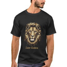 T-shirt face Lion d'or - élégant Li noir et or