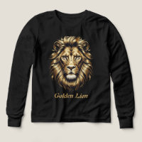 T-shirt face Lion d'or - élégant Li noir et or