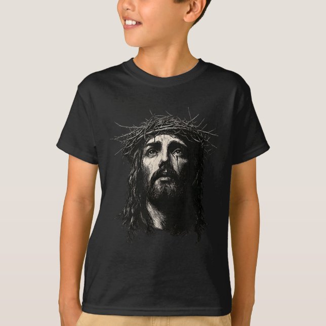 T-shirt Face Of Jesus Christ Crown Of N Religious Christma (Devant)