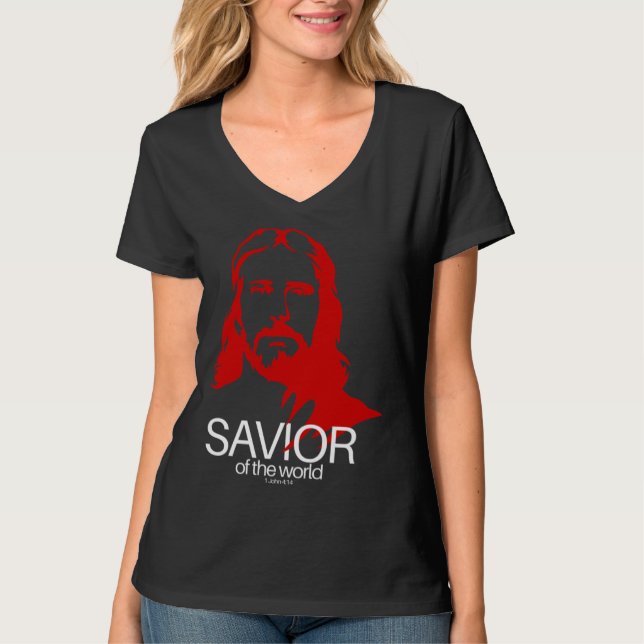 T-shirt Face of Jesus Savior of the World  Christian Bible (Devant)