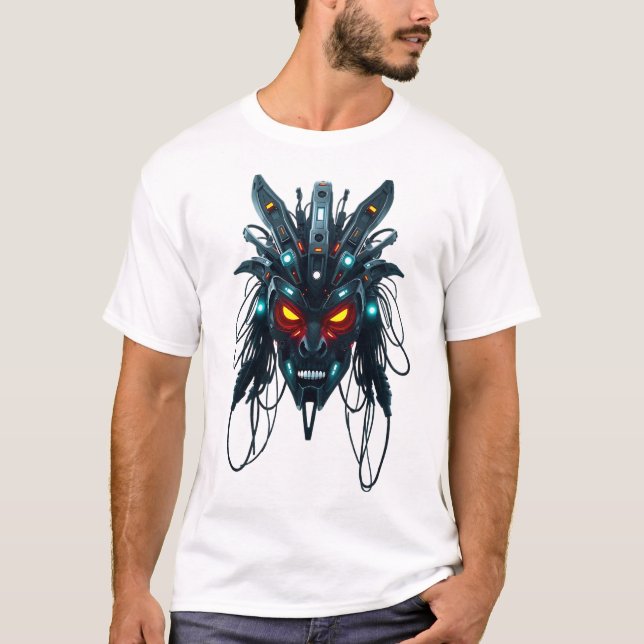 T-shirt Face tribale du masque futuriste (Devant)