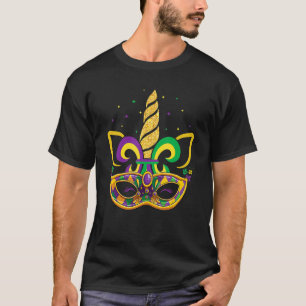 T-shirt Face Unicorne Mardi Gras Masque Perles Fête Enfant