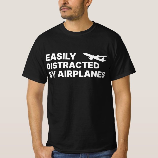 T-shirt Facile à distraire par avion pilote (Devant)