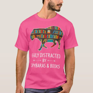 T-shirt Facile À Distraire Par Capybaras Livres Oreille Ma