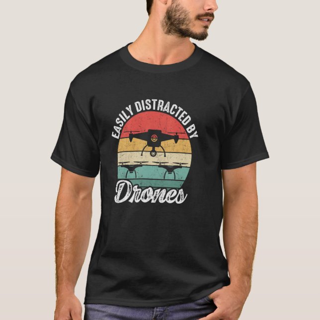 T-shirt Facile à distraire par drones drone pilote passion (Devant)