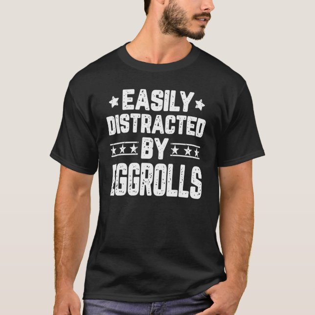 T-shirt Facile À Distraire Par Eggrolls Alimentation Oeuf  (Devant)