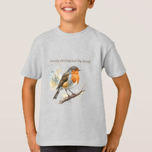 T-shirt Facile à distraire par les oiseaux Citation amusan