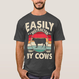 T-shirt Facile À Distraire Par Les Vaches Citation D'Agric