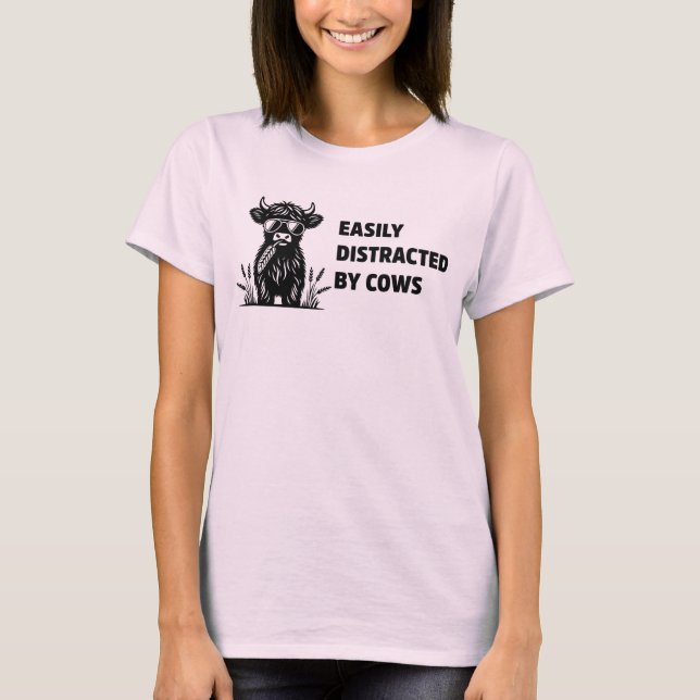 T-shirt Facile à distraire par vaches Devis de ferme amusa (Devant)