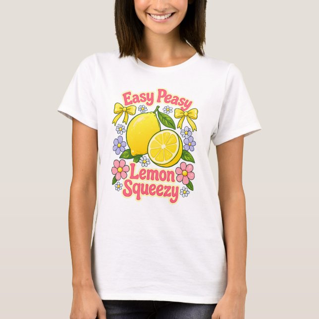 T-shirt Facile comme un citron – Citrons et Fleurs (Devant)