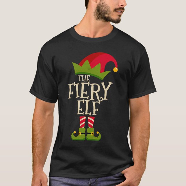 T-shirt Facile Elf Xmas Fiery Costume Famille Groupe Chri (Devant)
