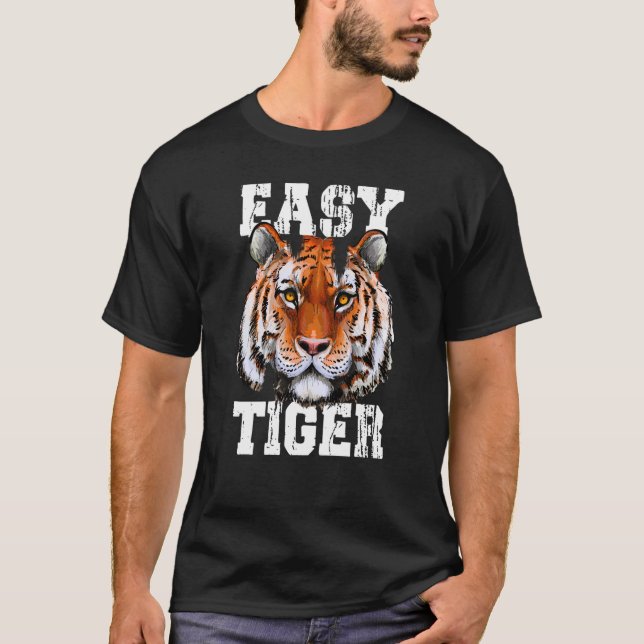 T-shirt Facile Tigre sans peur de Bengale Tiger visage gra (Devant)