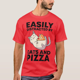 T-shirt Facilement Distracté Par Chats Et Pizza Kawaii Cha