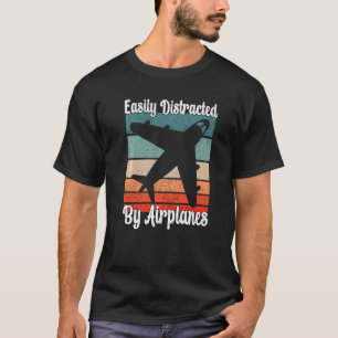 T-shirt Facilement Distrait Par Avion Avion Rétro Vin
