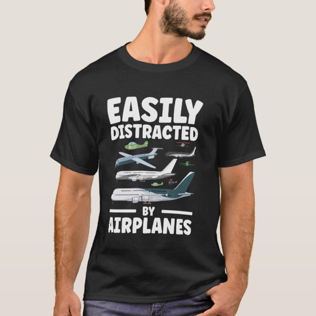 T-shirt Facilement Distrait Par Avion Pilote Instru Vol (Devant)