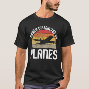 T-shirt Facilement Distrait Par Avions Avion Vintage Pilot