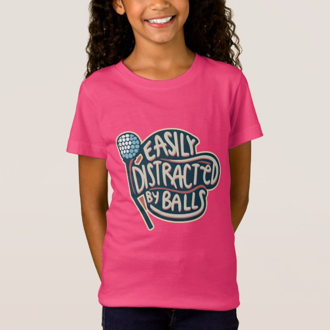 T-Shirt Facilement distrait par Balls Funny Golf Ball (Devant)