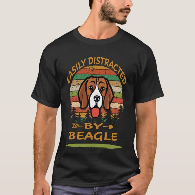 T-shirt Facilement Distrait Par Beagle (Devant)