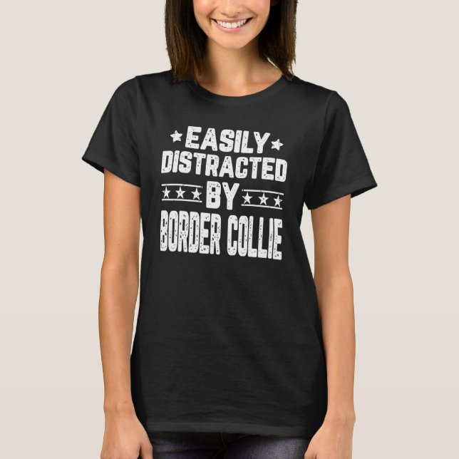 T-shirt Facilement Distrait Par Bordure Collie Chien (Devant)