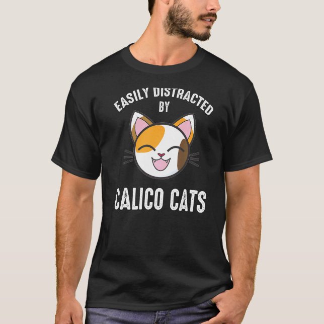 T-shirt Facilement Distrait Par Calico Cats Calico Cat 1 (Devant)