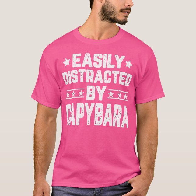 T-shirt Facilement Distrait Par Capybara Funny Rodents Lov (Devant)