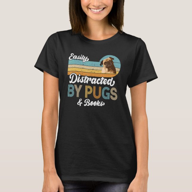 T-shirt Facilement Distrait Par Carlins & Livres Chien Ani (Devant)