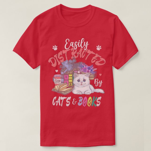 T-shirt Facilement distrait par Cat BookCat Propriétaire d (Design devant)