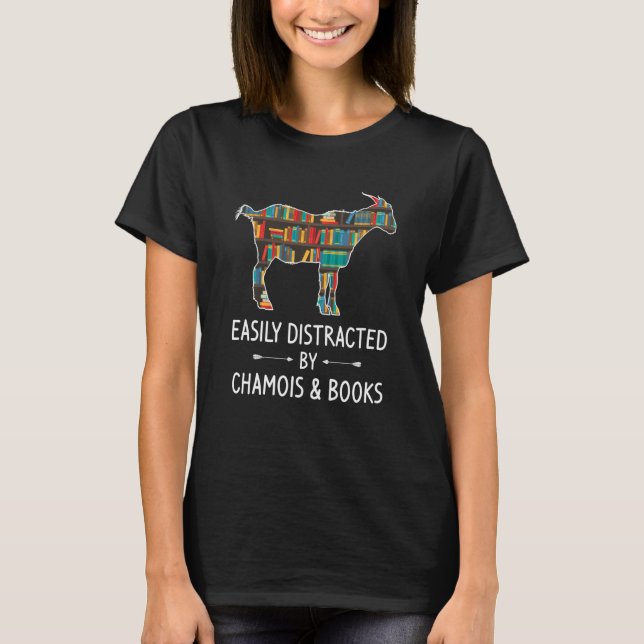 T-shirt Facilement Distrait Par Chamois & Livres Amateur A (Devant)