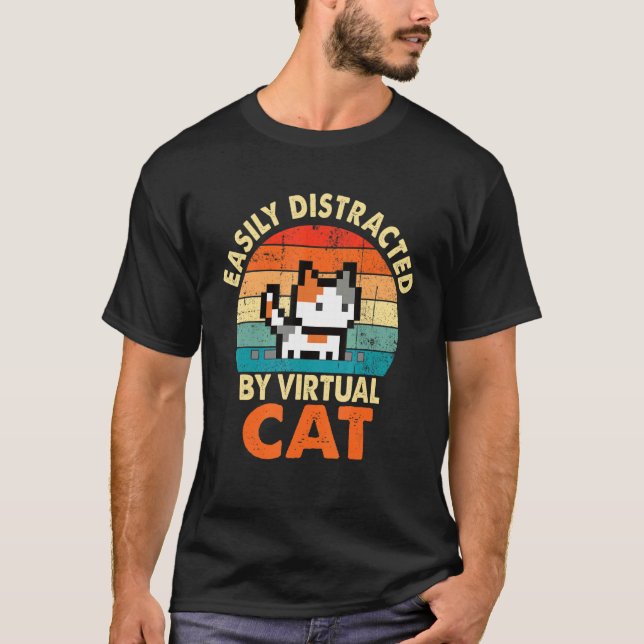 T-shirt Facilement Distrait Par CHAT Drôle Amateur de Chat (Devant)