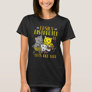 T-shirt Facilement Distrait Par Chats Et Fils Chat Proprié