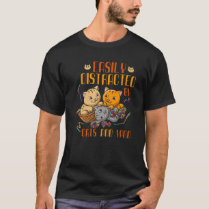 T-shirt Facilement Distrait Par Chats Et Fils Crochet Chat
