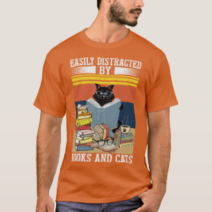 T-shirt Facilement Distrait Par Chats Et Livres Joli Livre