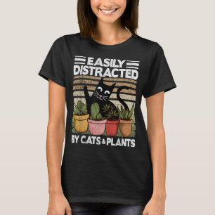 T-shirt Facilement Distrait Par Chats Et Plante Garden Mom