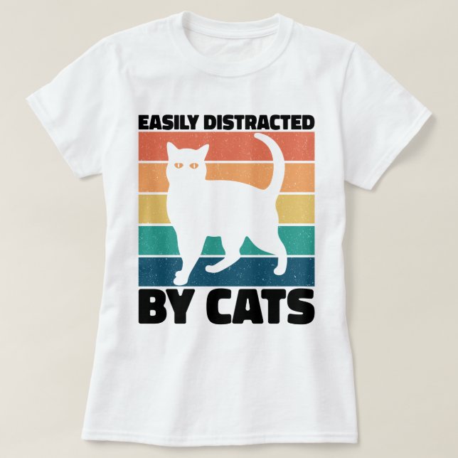 T-shirt Facilement Distrait Par Chats kitty kawaii Funny C (Design devant)