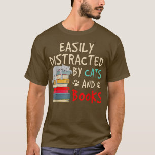 T-shirt Facilement distrait par Chats Livres Livre de Chat