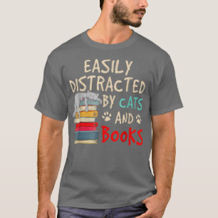 T-shirt Facilement distrait par Chats Livres Livre de Chat