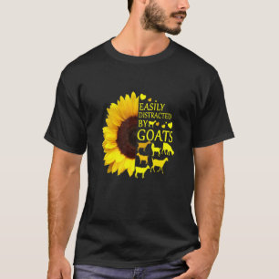 T-shirt Facilement Distrait Par Chèvre Tournesol Pour Chèv