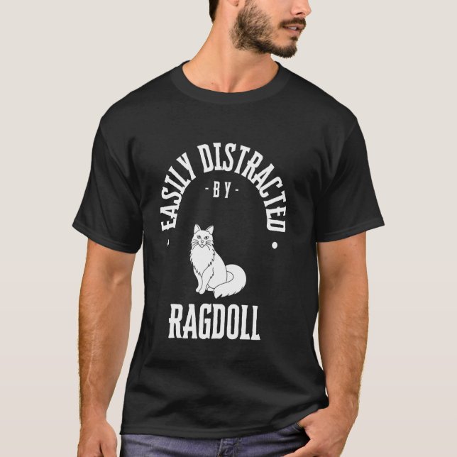 T-shirt Facilement distrait par chien de poupée, drôle de  (Devant)